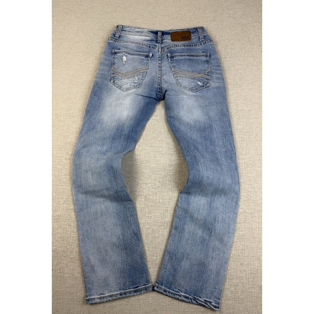 BKE Aiden Men’s Jeans 30R Bootleg Light Wash Distressed Stretch Denim - Picture 2 of 11